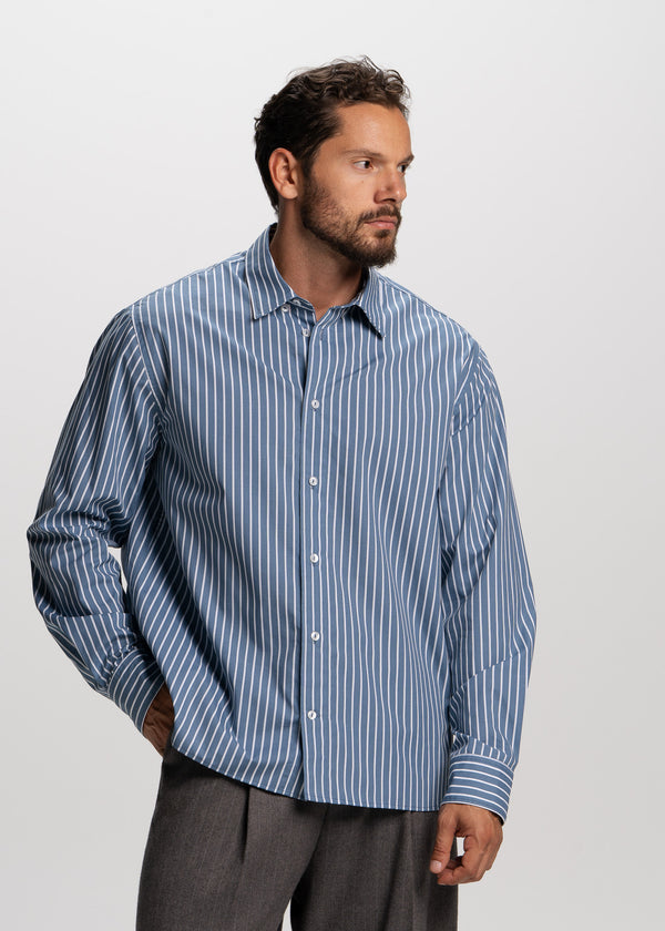 blue striped shirt