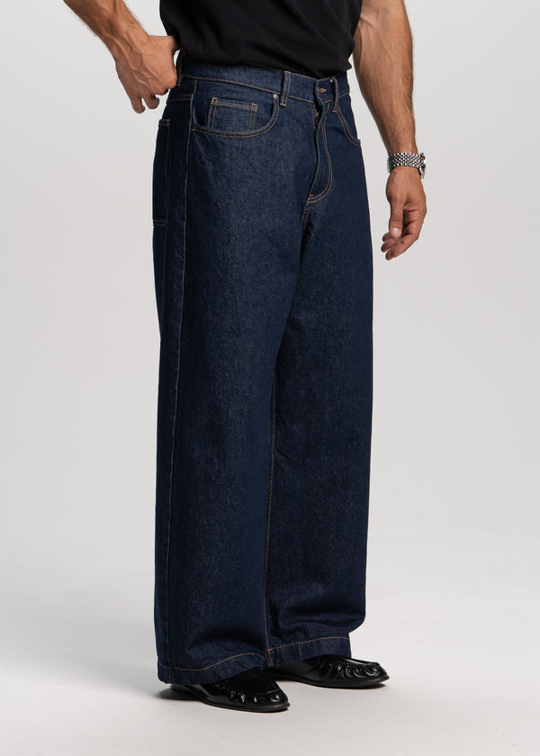 wide leg indigo jeans