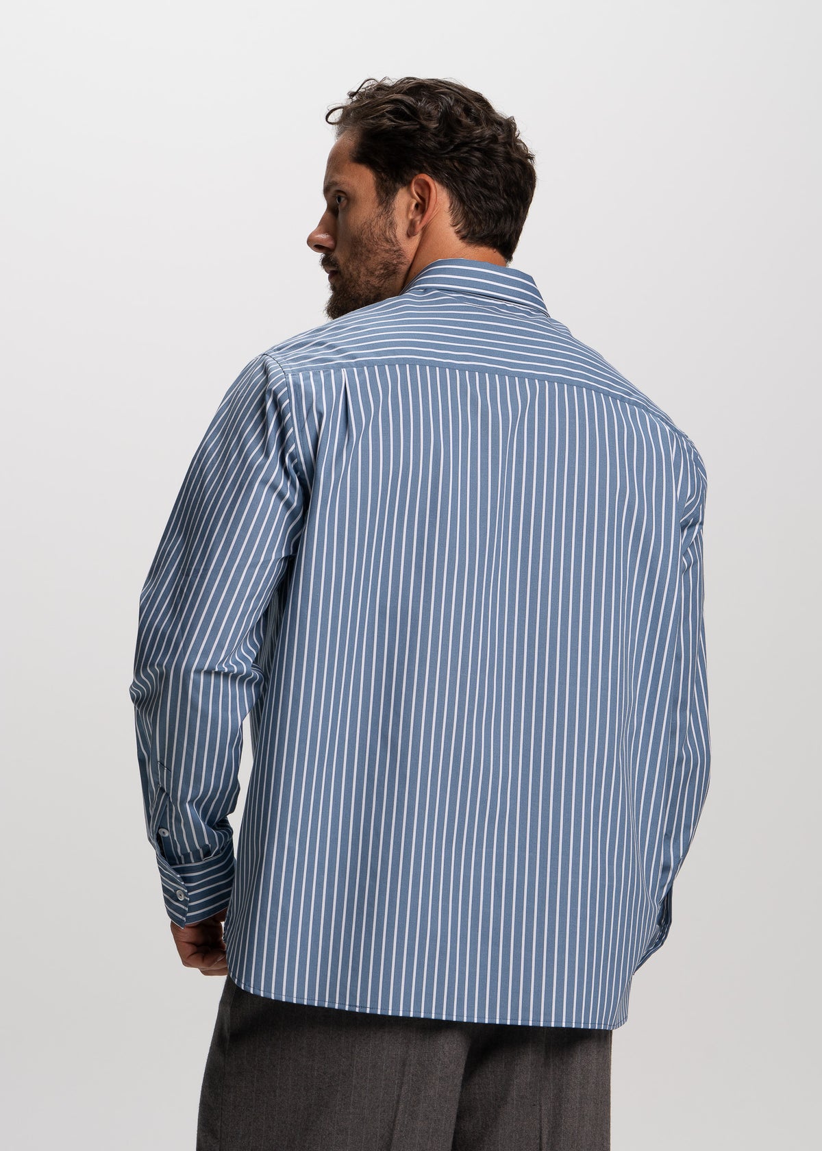blue striped shirt