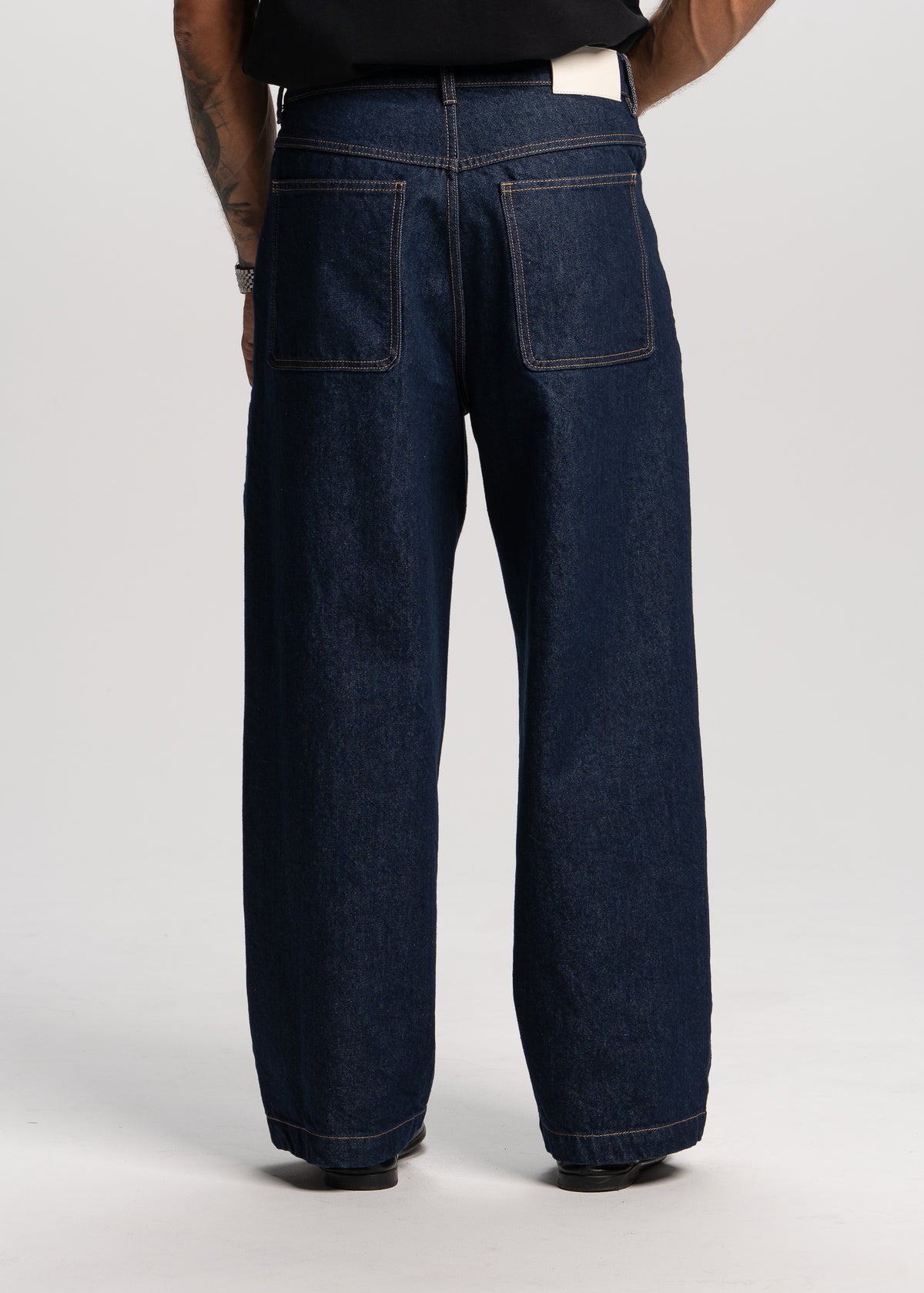wide leg indigo jeans